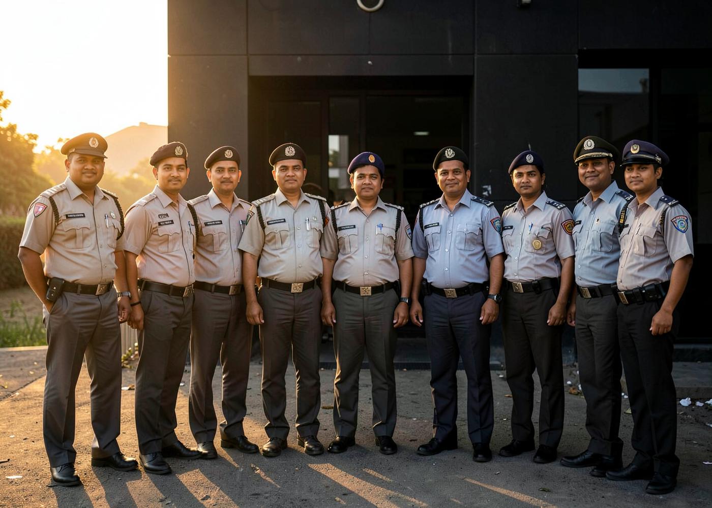AV Security guards and housekeeping team lined up